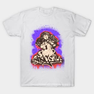 Angel with violin music instrument graffiti T-Shirt